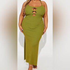 Green Cutout Maxi Dress